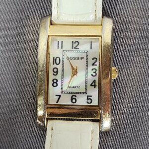 Gossip Mother of Pearl Gold Tone Leather Band Quartz Japan Mvmt GSP231B Watch